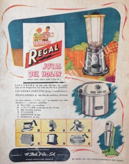 CARTEL ANTIGUO ORIGINAL DE ELECTRODOMESTICOS REGAL 1953 H. STEELE Y CIA. /8