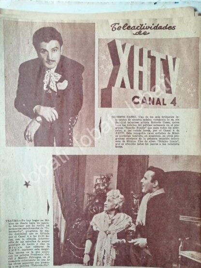 CARTEL ANTIGUO ORIGINAL DE ROBERTO CASSO EN LA RADIO DIFUSORA XHTV 1952 /51 / FEP