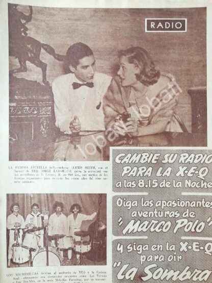 CARTEL ANTIGUO ORIGINAL DE LOS XOCHIMILCAS EN RADIO DIFUSORA XEQ, 1952 /44 /FEP