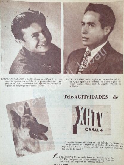 CARTEL ANTIGUO ORIGINAL DE EMILIO PASADAS EN RADIO DIFUSORA XHTV 1953 /41 /FEP