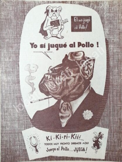 CARTEL ANTIGUO ORIGINAL DE LOTERIA NACIONAL 1953 JUEGA EL POLLO /163