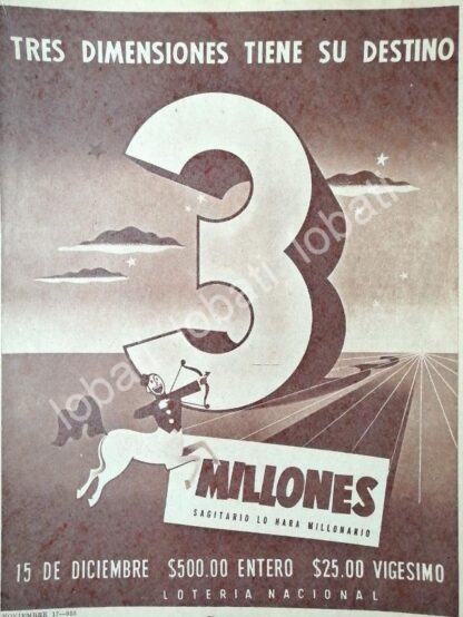 CARTEL ANTIGUO ORIGINAL DE LOTERIA NACIONAL DICIEMBRE 1953 /161