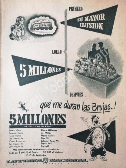 CARTEL ANTIGUO ORIGINAL DE LOTERIA NACIONAL 1949 /160