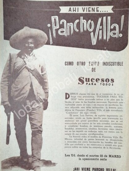 CARTEL ANTIGUO ORIGINAL DE REVISTA ANUNCIA NOVELA VAMONOS CON PANCHO VILLA 1949 /201