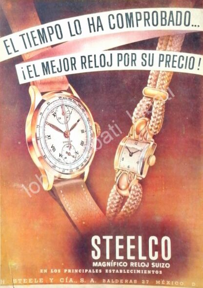 CARTEL ANTIGUO ORIGINAL DE RELOJES STEELCO 1940s ALMACENES H. STEELE & CIA / 60