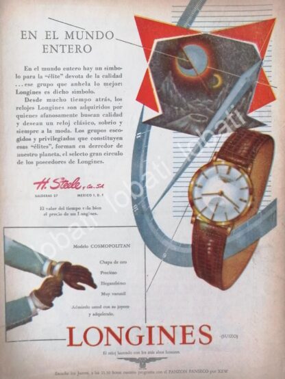 CARTEL ANTIGUO ORIGINAL DE RELOJES LONGINES 1953 /46