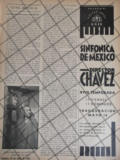 AFICHE RETRO ORQUESTA SINFONICA /DOLORES DE RIO ETC 1945