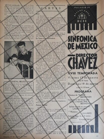 AFICHE RETRO ORQUESTA SINFONICA / A17 1945