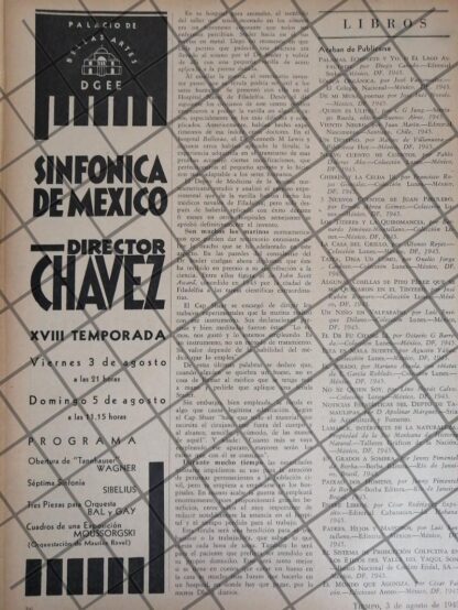 AFICHE RETRO ORQUESTA SINFONICA TEMPORADA 3A 1945