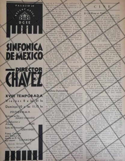 AFICHE RETRO ORQUESTA SINFONICA TEMPORADA 8J 1945