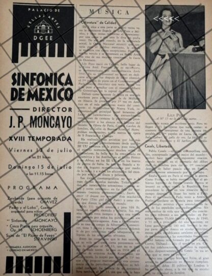 AFICHE RETRO ORQUESTA SINFONICA Y LILY PONS 1945