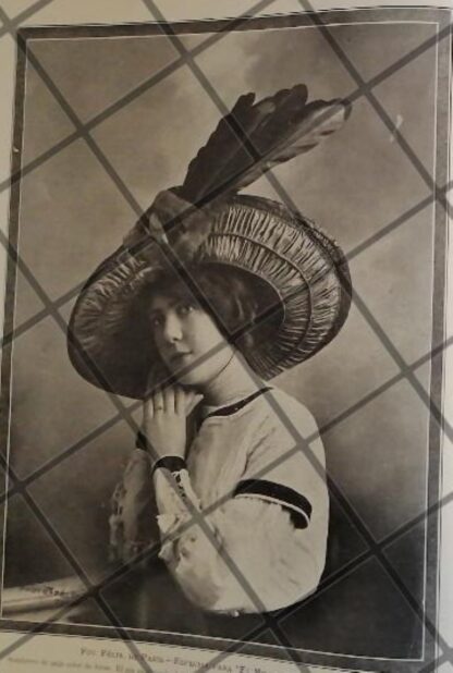 CARTEL ANTIGUO 1910 SOMBRERO DAMA. CASA FELIX DE PARIS /2