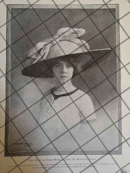 CARTEL ANTIGUO 1910 SOMBRERO DAMA. CASA FELIX DE PARIS /5