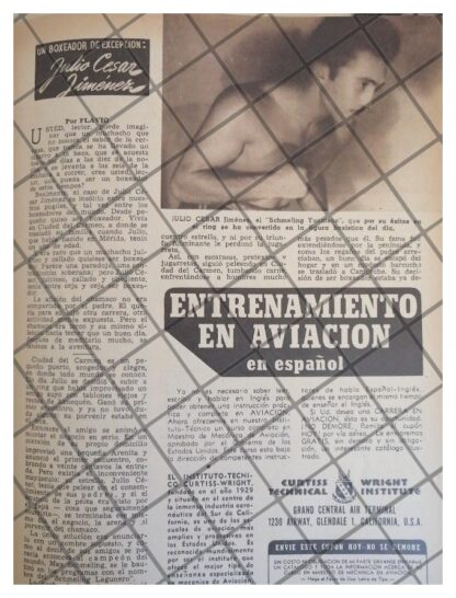 AFICHE RETRO BOXEADOR JULIO CESAR JIMENES 1944