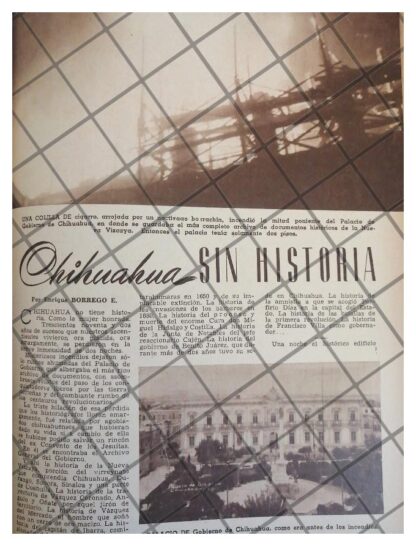 AFICHE RETRO INCENDIO DE PALACIO CHIHUAHUA 1944