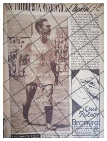 AFICHE RETRO JOSE LUIS BORBOLLA VA AL REAL MADRID 1944