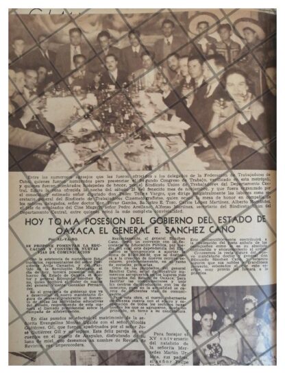 AFICHE RETRO 1944 TOMA POSESION SANQUEZ CANO, OAX