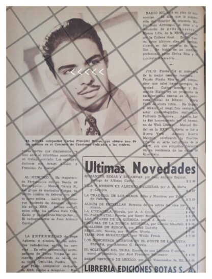 AFICHE RETRO INICIOS DE CARLOS PIMENTEL RAMOS 1944 etc