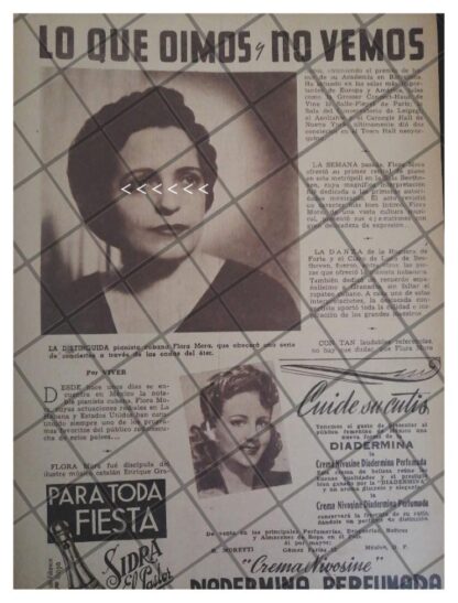 AFICHE RETROLA PIANISTA FLORA MORA Y OTROS 1944