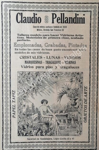 CARTEL ANTIGUO ORIGINAL DE TIENDA DE DECORACION CLAUDIO PELLANDINI 1910