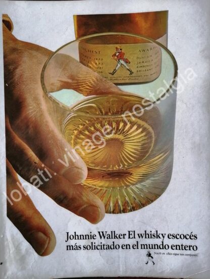 CARTEL ANTIGUO ORIGINAL DE WHISKY JOHNNIE WALKER 1965