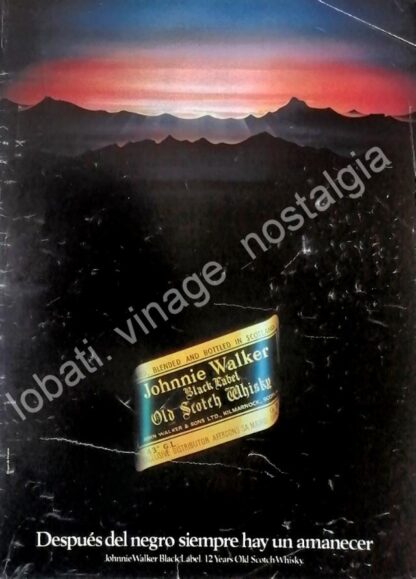 CARTEL ANTIGUO ORIGINAL DE WHISKY JHONNIE WALKER BLACK LABEL 1980s /11