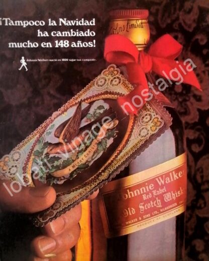 CARTEL ANTIGUO ORIGINAL DE WHISKY JHONNIE WALKER RED LABEL 1960s /17