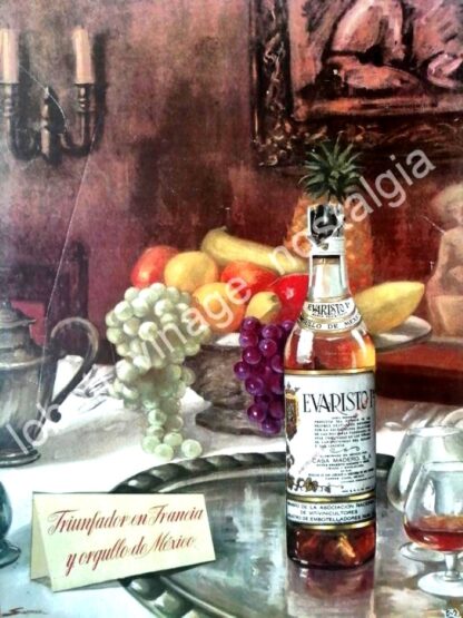 CARTEL ANTIGUO ORIGINAL DE COGNAC EVARISTO 1956 CASA MADERO /V260