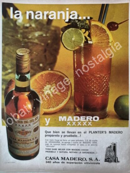 CARTEL ANTIGUO ORIGINAL DE BRANDY MADERO XXXXX 1967 CASA MADERO /V262