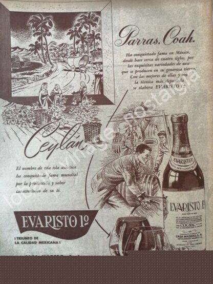 CARTEL ANTIGUO ORIGINAL DE BRANDY EVARISTO No 1. 1952 Y LA CATEDRAL /V267 PUBLICIDAD ARTISTICA