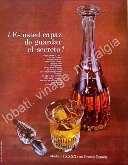 CARTEL ANTIGUO ORIGINAL DE BRANDY MADERO XXXXX 1969, CASA MADERO /V277