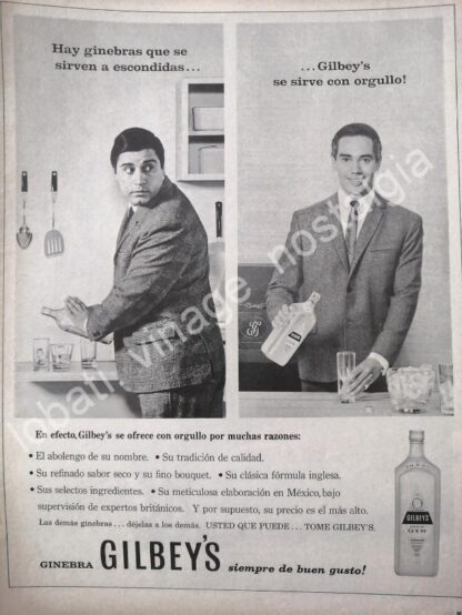 CARTEL ANTIGUO ORIGINAL DE GINEBRA GILBEYS 1966 /V299