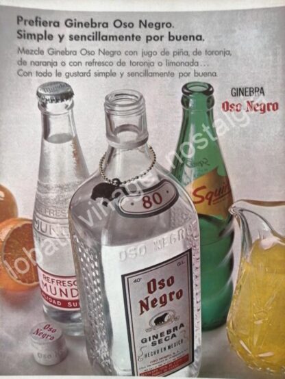 CARTEL ANTIGUO ORIGINAL DE GINEBRA OSO NEGRO 1964 /V285