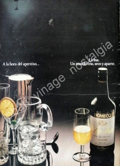 CARTEL ANTIGUO ORIGINAL DE JEREZ LA INA, DE PEDRO DOMEQC 1980s