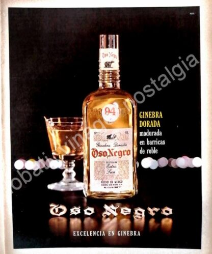 CARTEL ANTIGUO ORIGINAL DE GINEBRA OSO NEGRO 1961 /V292