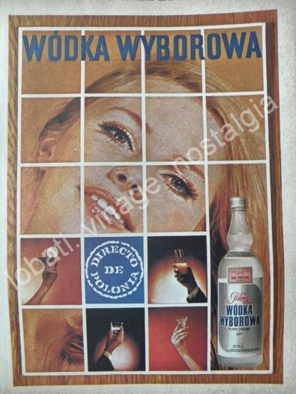 CARTEL ANTIGUO ORIGINAL DE VODKA WYBOROWA 1974 /V317 RARO