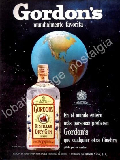 CARTEL ANTIGUO ORIGINAL DE GINEBRA GORDONS 1964 /V311