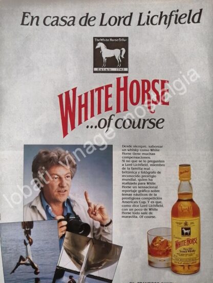 CARTEL ANTIGUO ORIGINAL DE WHISKY WHITE HORSE 1980s /V315