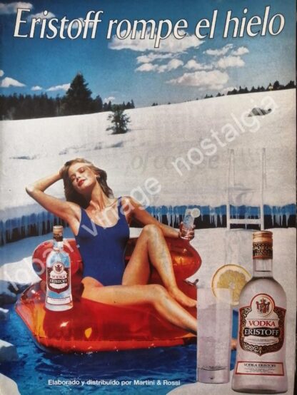 CARTEL ANTIGUO ORIGINAL DE VODKA ERISTOFF 1980s /V316 / RARO