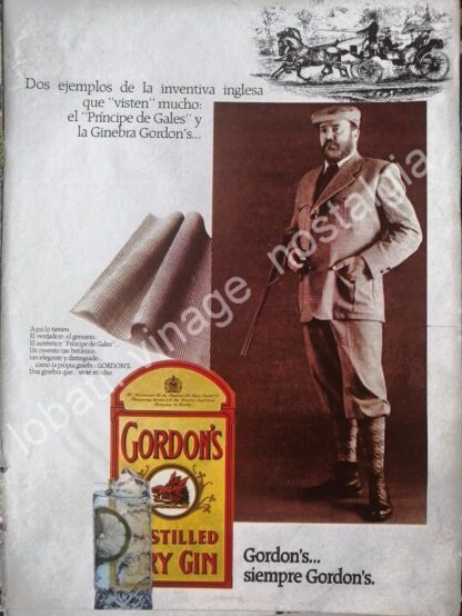 CARTEL ANTIGUO ORIGINAL DE GINEBRA GORDONS 1980s /V309