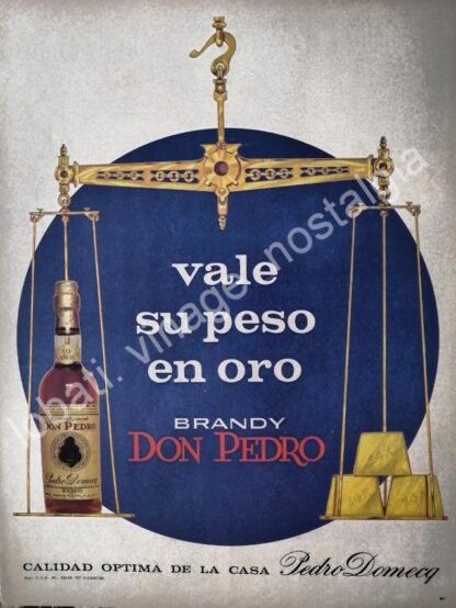 CARTEL ANTIGUO ORIGINAL DE BRANDY DON PEDRO 1968 VALE SU PESO EN ORO