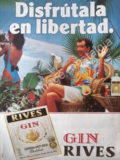 CARTEL ANTIGUO ORIGINAL DE GINEBRA RIVES 1980s /V307