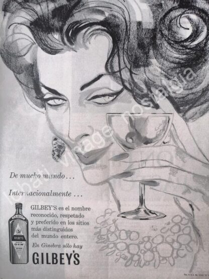 CARTEL ANTIGUO ORIGINAL DE GINEBRA GILBEYS 1961 /V296