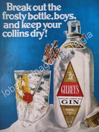 CARTEL ANTIGUO ORIGINAL DE GINEBRA GILBEYS 1970 /V297