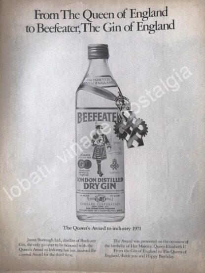 CARTEL ANTIGUO ORIGINAL DE GINEBRA BEEFEATER 1960s /V313