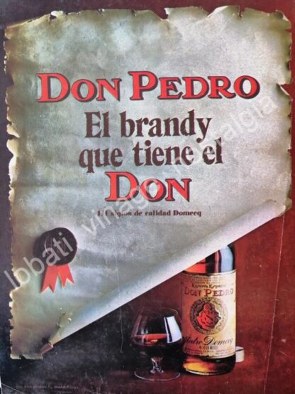 CARTEL ANTIGUO ORIGINAL DE BRANDY DON PEDRO 1965