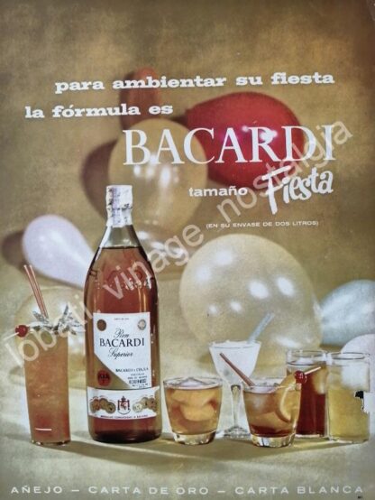 CARTEL ANTIGUO ORIGINAL DE RON BACARDI 1963 PARA AMBIENTAR SU FIESTA