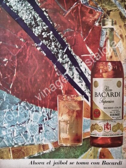 CARTEL ANTIGUO ORIGINAL DE RON BACARDI SUPERIOR 1960 -16