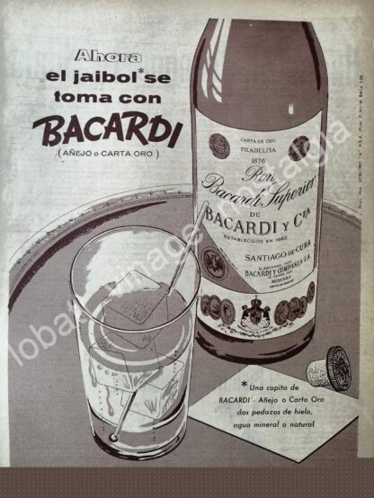 CARTEL ANTIGUO ORIGINAL DE RON BACARDI 1956 -19