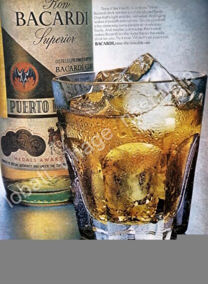 CARTEL ANTIGUO ORIGINAL DE RON BACARDI 1976 /32 U.S.A